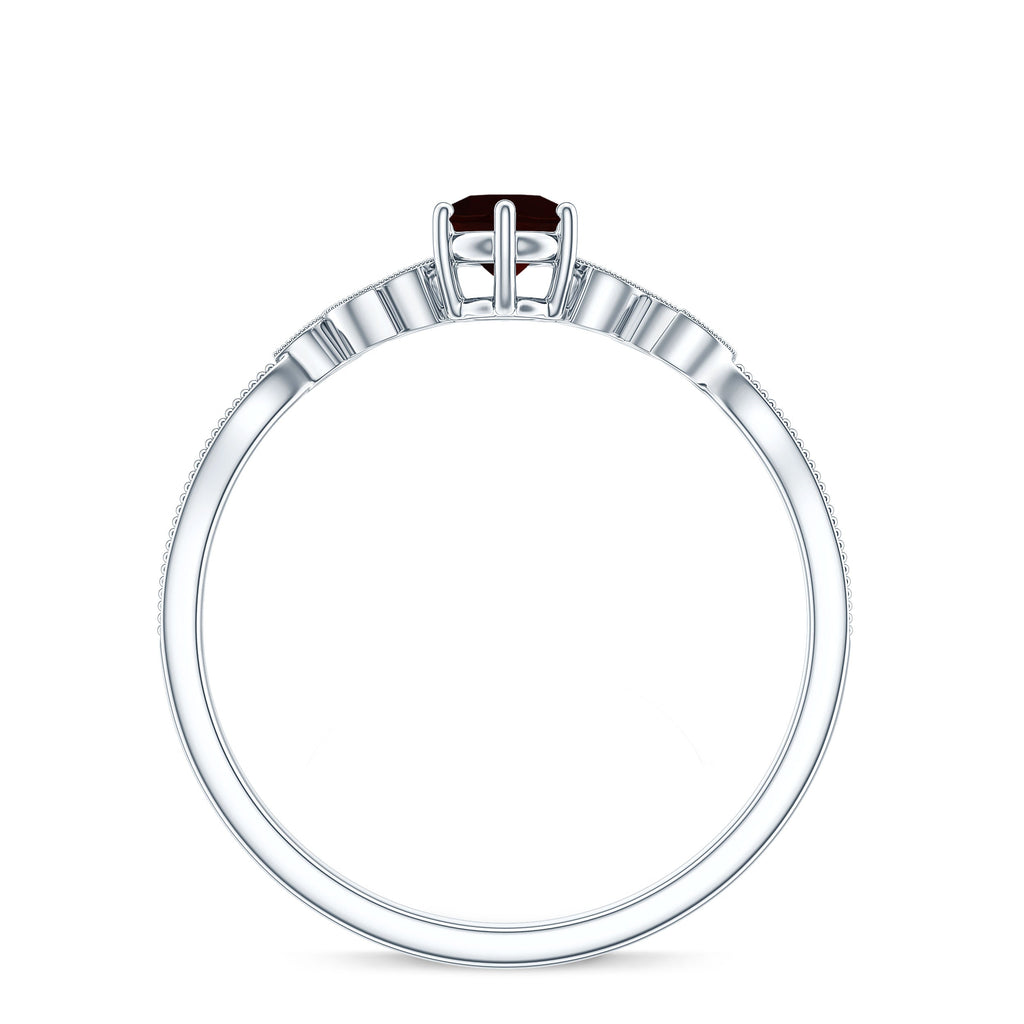 Nature Inspired Garnet Diamond Promise Ring