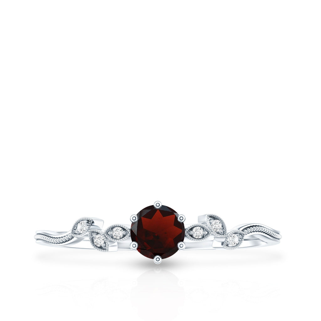 Nature Inspired Garnet Diamond Promise Ring