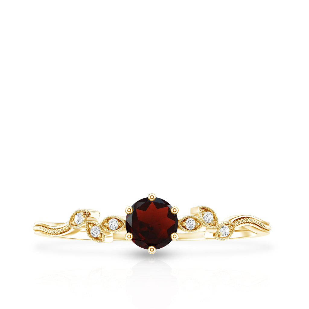Nature Inspired Garnet Diamond Promise Ring