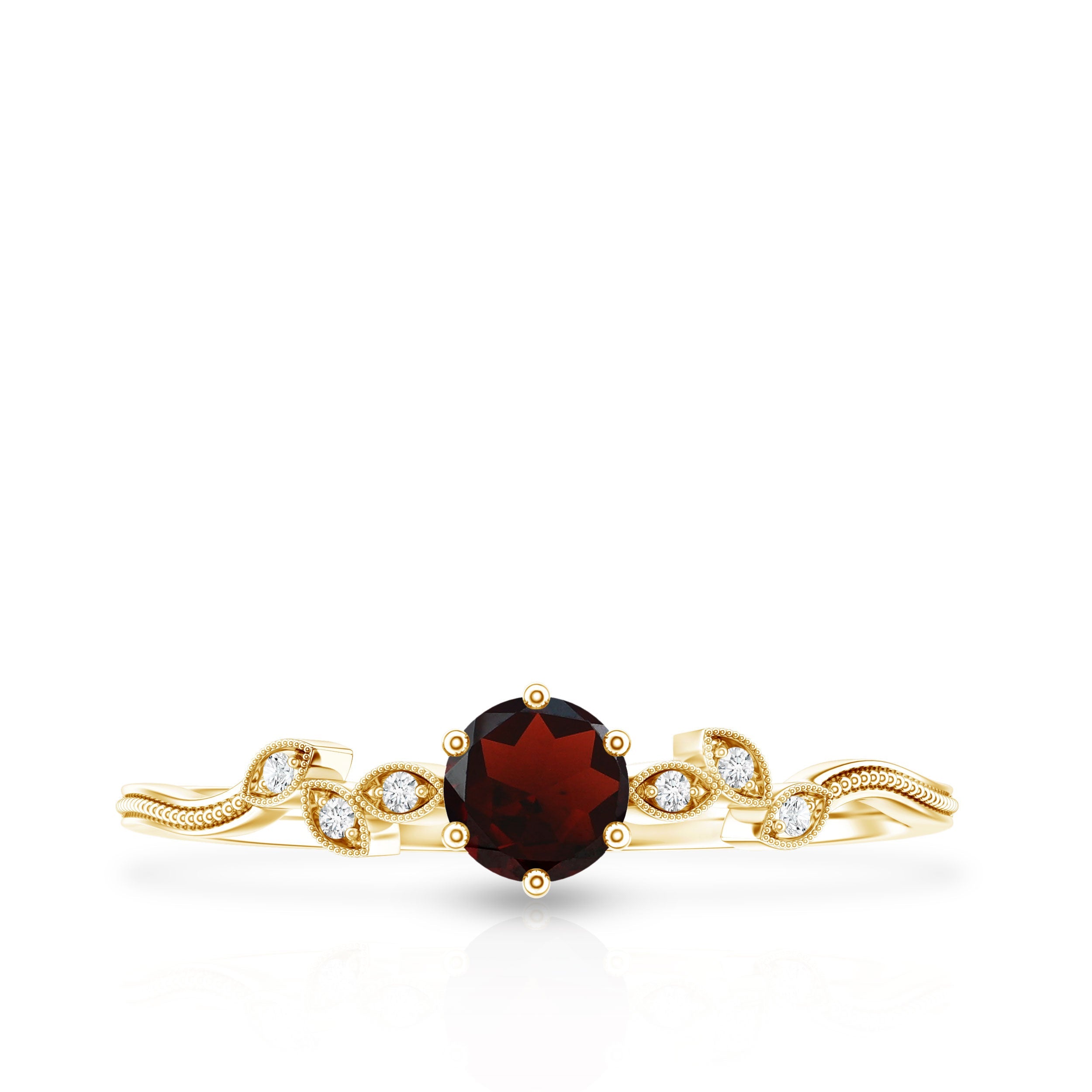 Nature Inspired Garnet Diamond Promise Ring