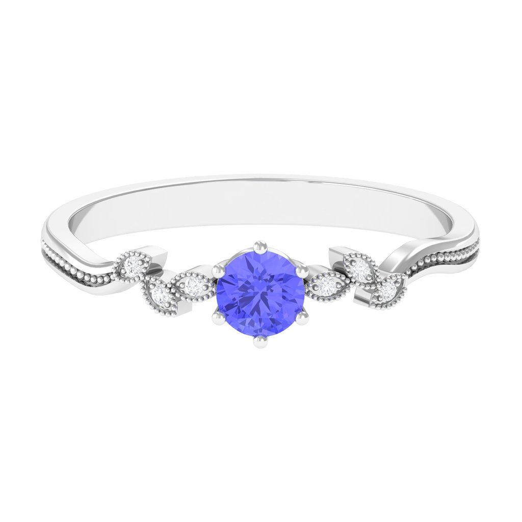 Real Tanzanite and Diamond Promise Ring