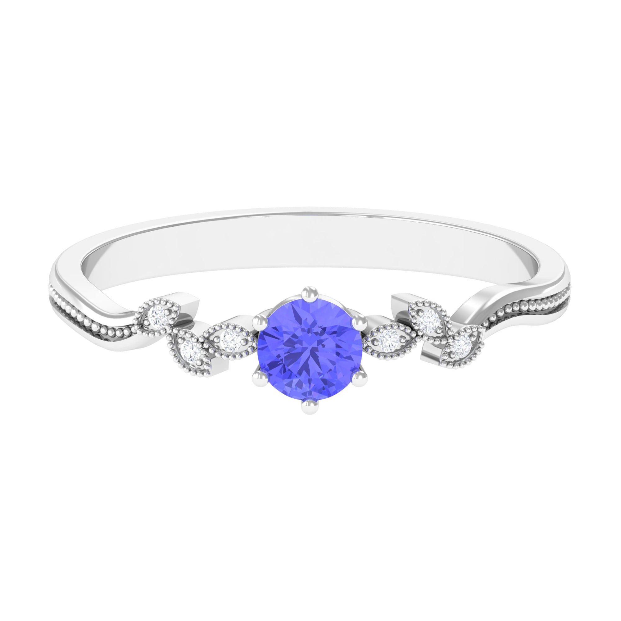 Real Tanzanite and Diamond Promise Ring