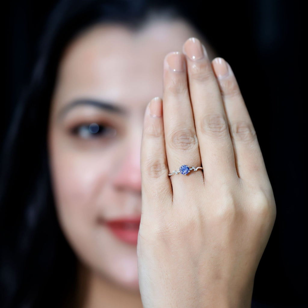Real Tanzanite and Diamond Promise Ring