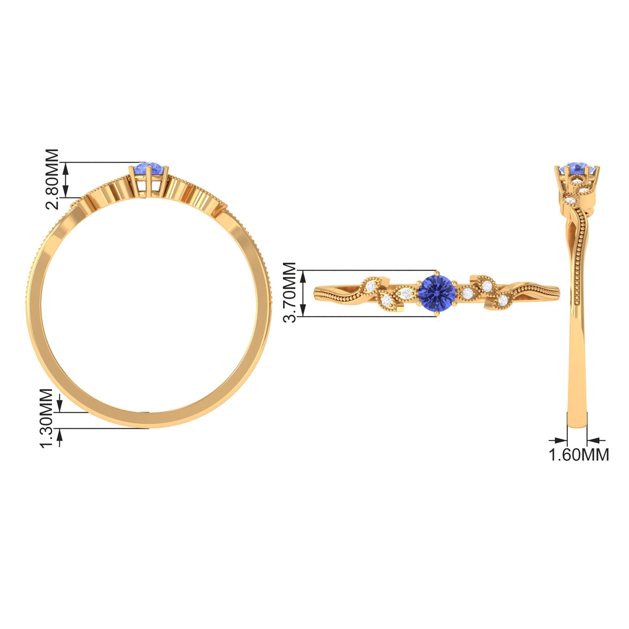 Real Tanzanite and Diamond Promise Ring