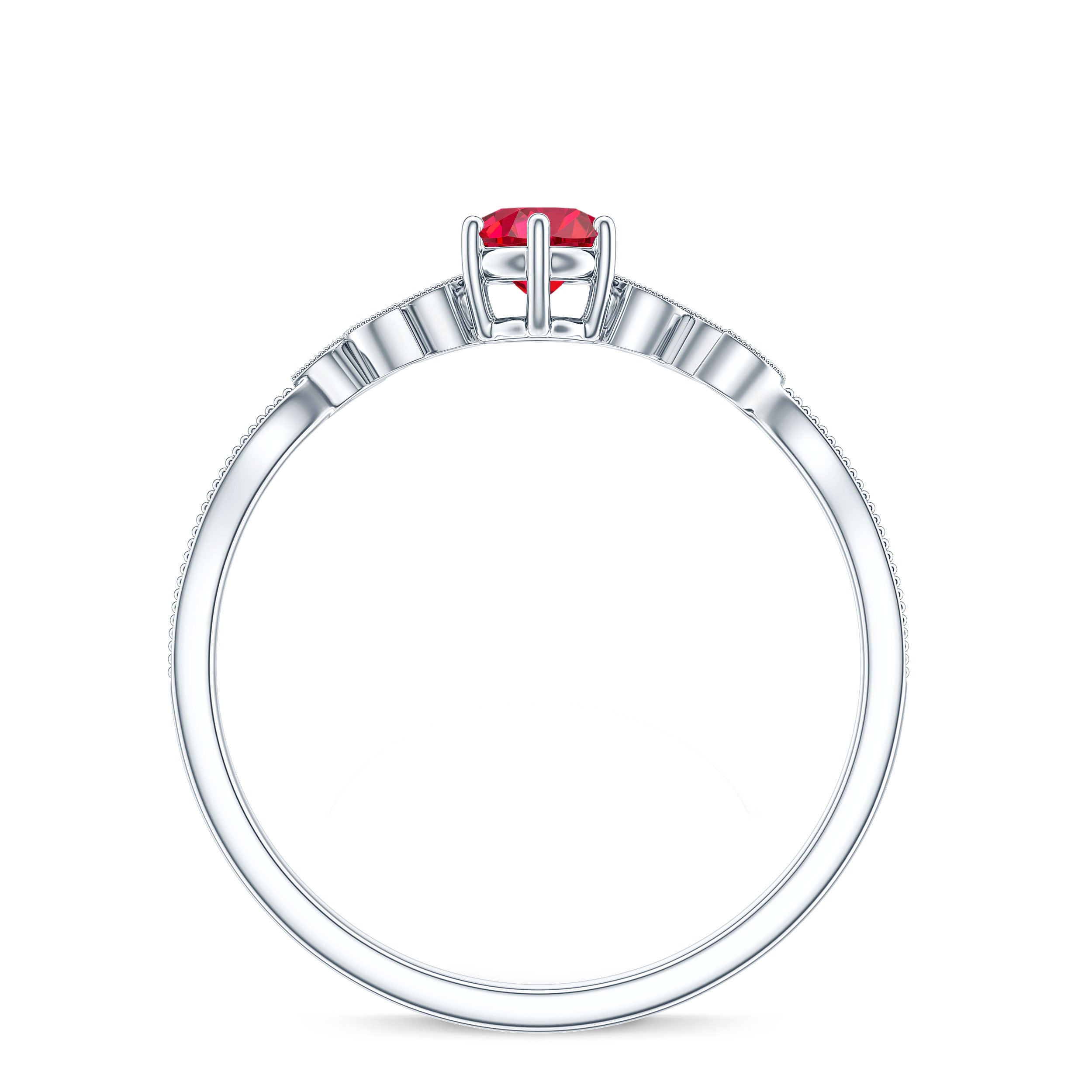 Minimalist Lab Grown Ruby Leaf Promise Ring With Real Diamonds