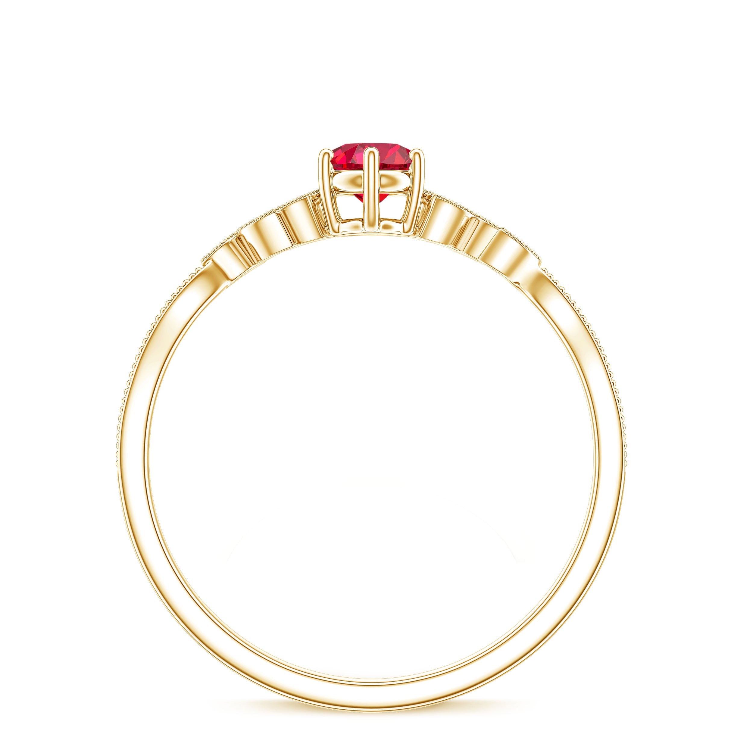 Minimalist Lab Grown Ruby Leaf Promise Ring With Real Diamonds