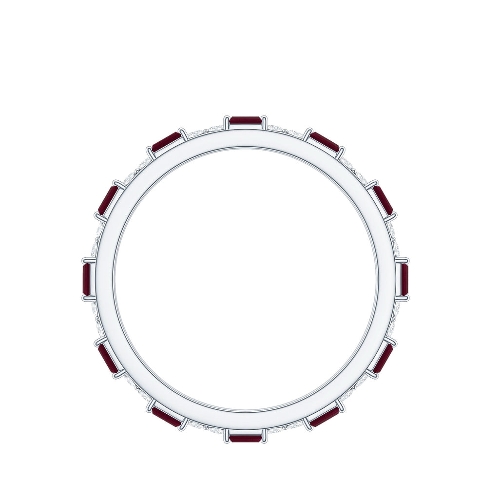 Genuine Baguette Ruby Diamond Eternity Ring for Women