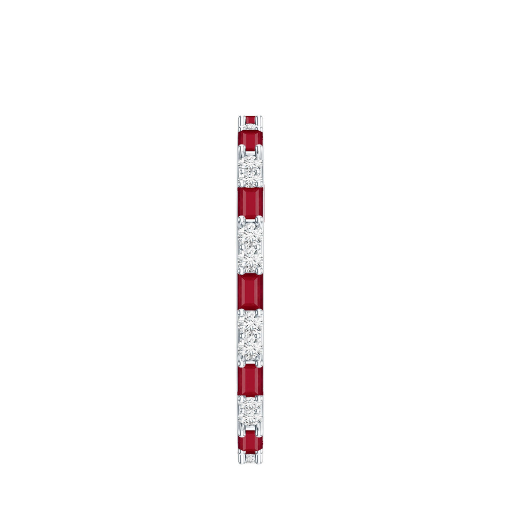 Genuine Baguette Ruby Diamond Eternity Ring for Women