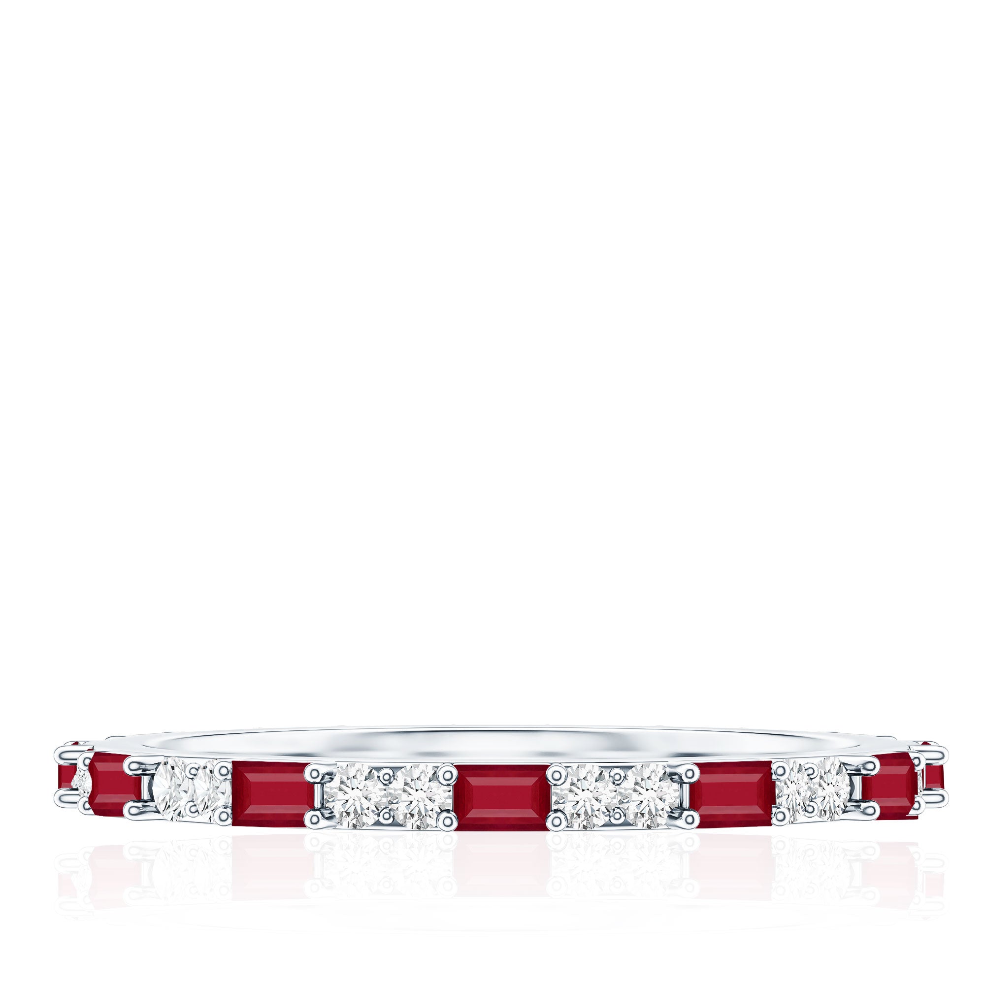 Genuine Baguette Ruby Diamond Eternity Ring for Women