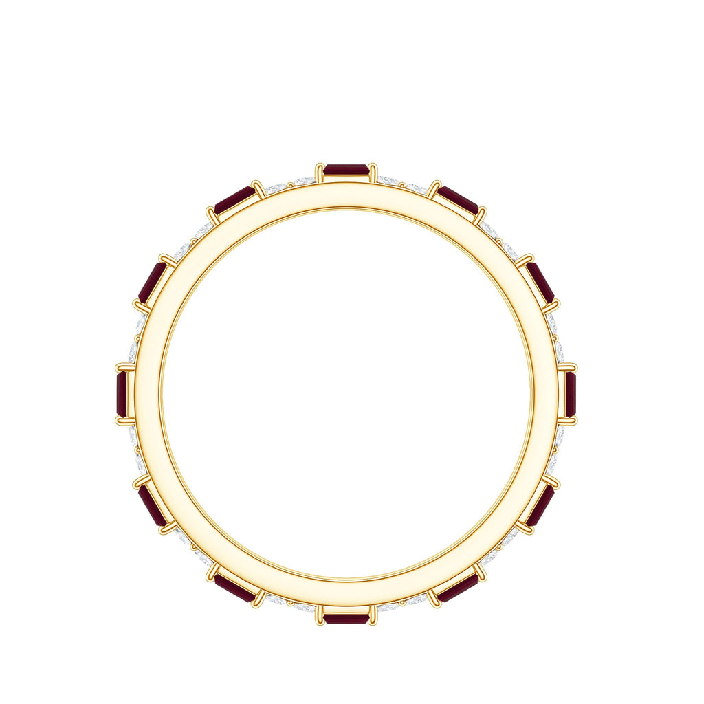 Genuine Baguette Ruby Diamond Eternity Ring for Women