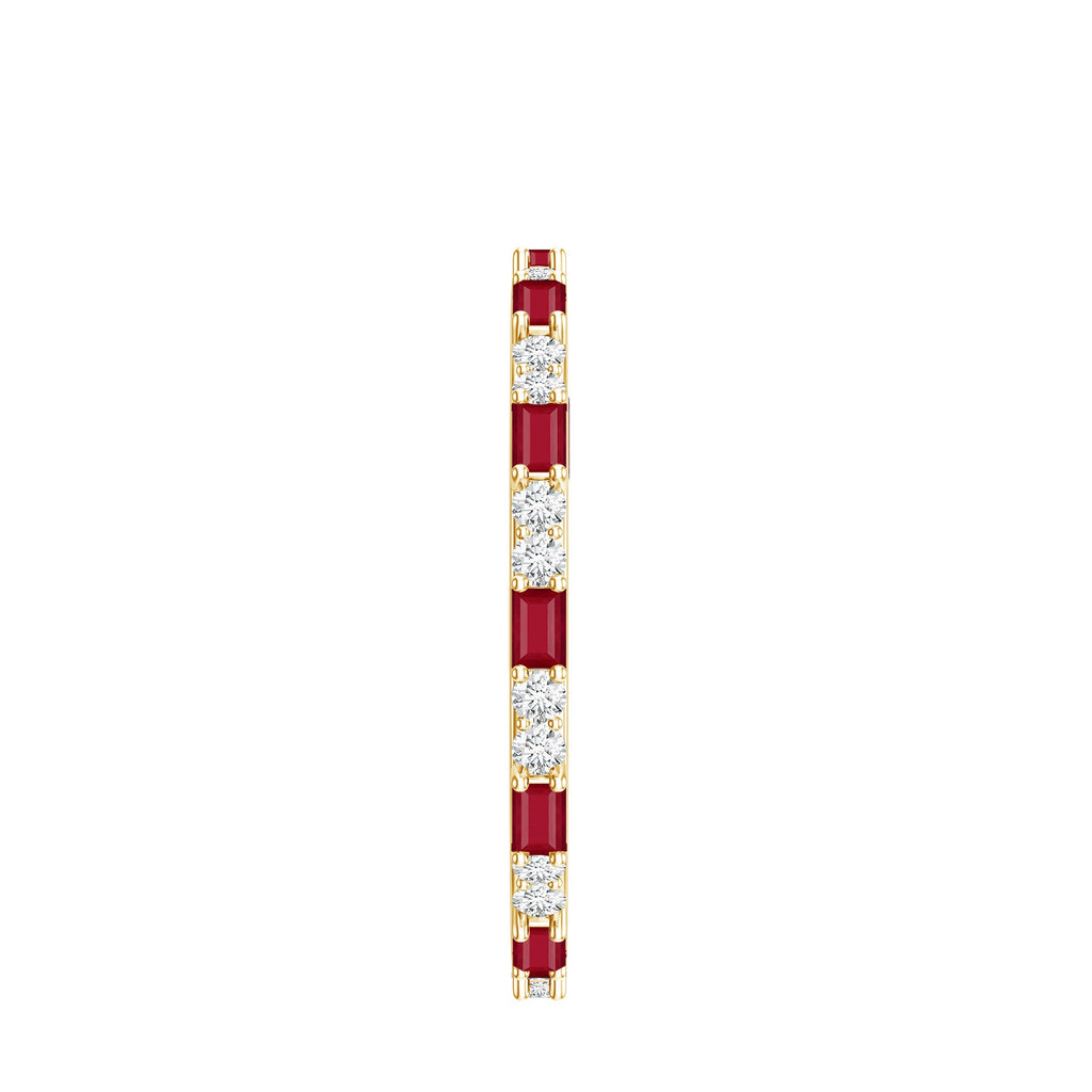Genuine Baguette Ruby Diamond Eternity Ring for Women