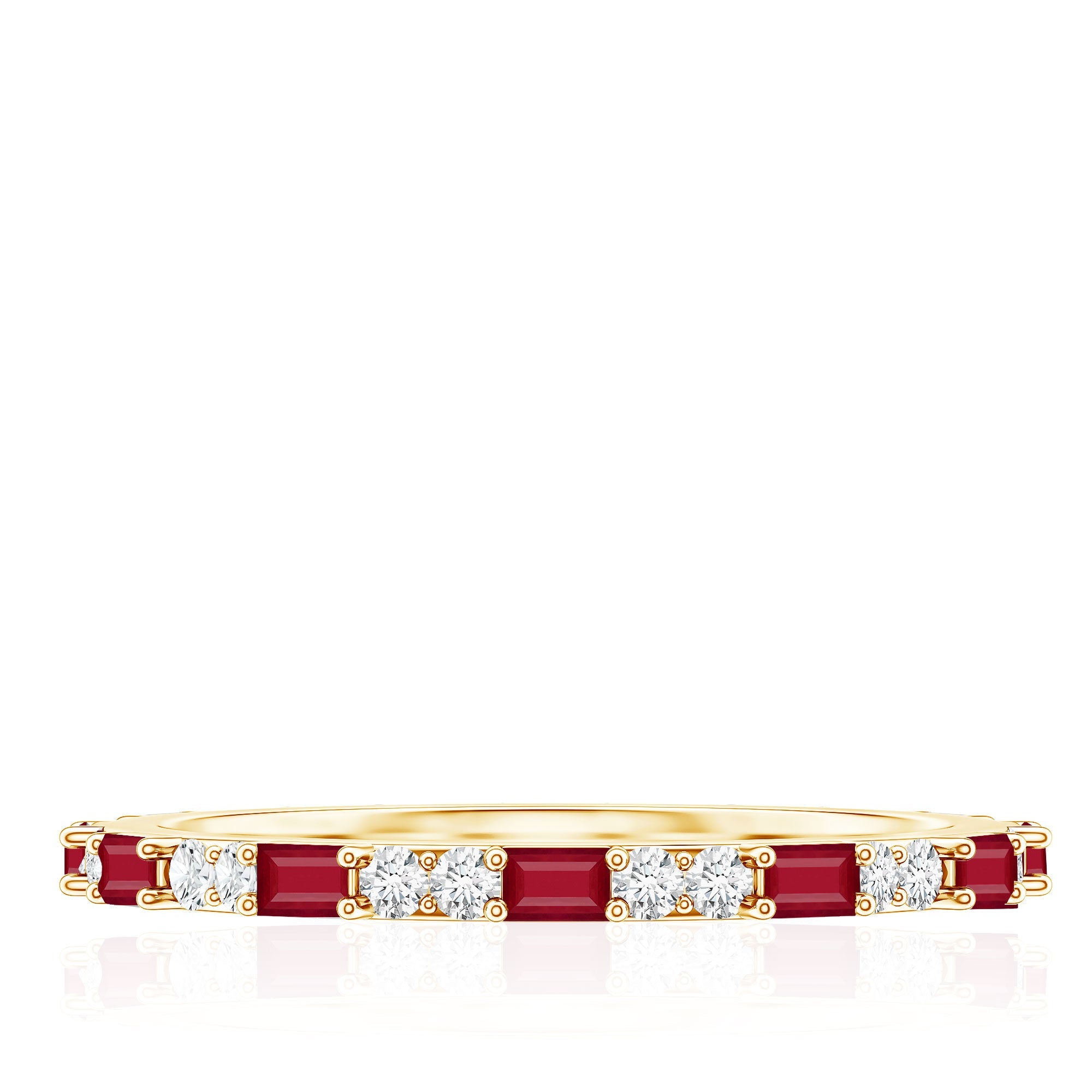 Genuine Baguette Ruby Diamond Eternity Ring for Women