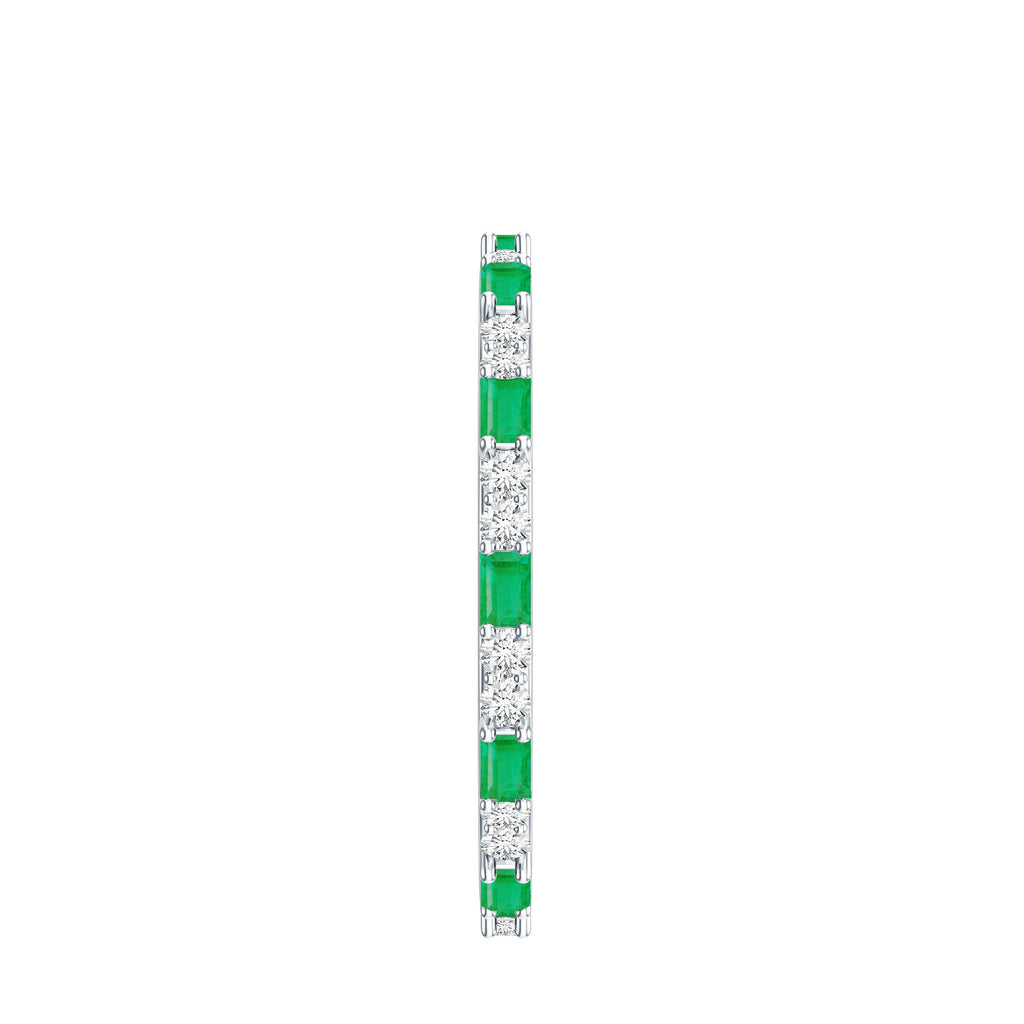 Natural Baguette Emerald Diamond Eternity Ring in East West Style