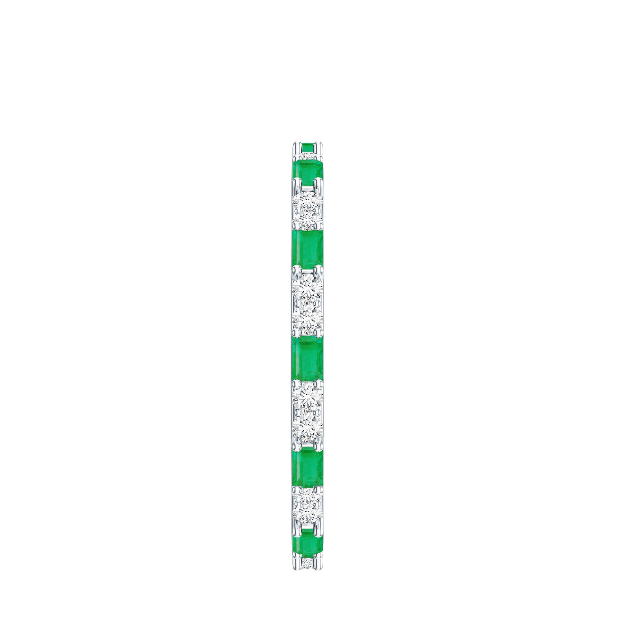 Natural Baguette Emerald Diamond Eternity Ring in East West Style
