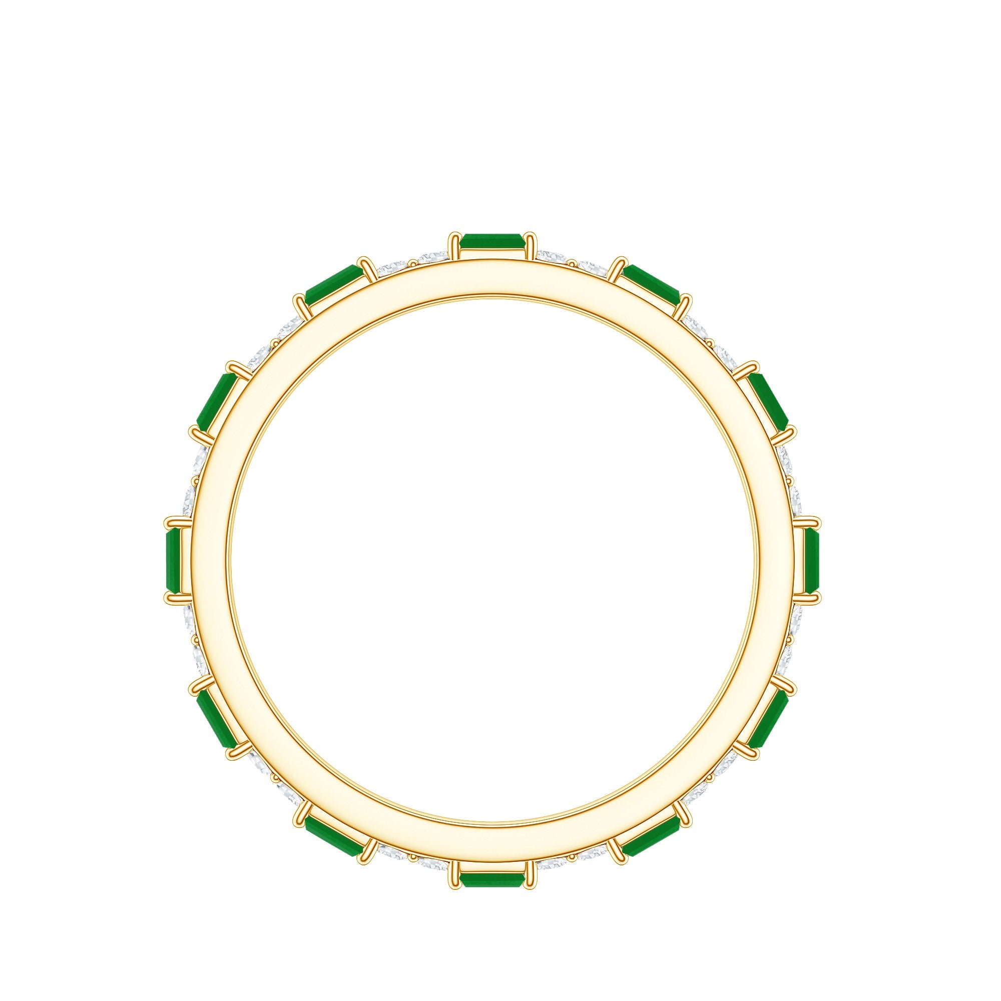 Natural Baguette Emerald Diamond Eternity Ring in East West Style