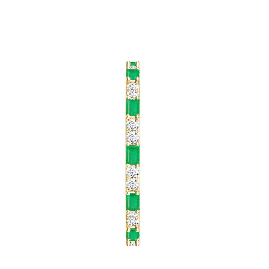 Natural Baguette Emerald Diamond Eternity Ring in East West Style