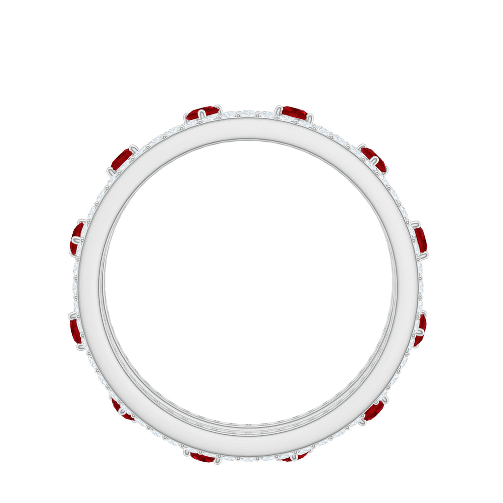 Classic Lab Created Ruby and Moissanite Eternity Wedding Band
