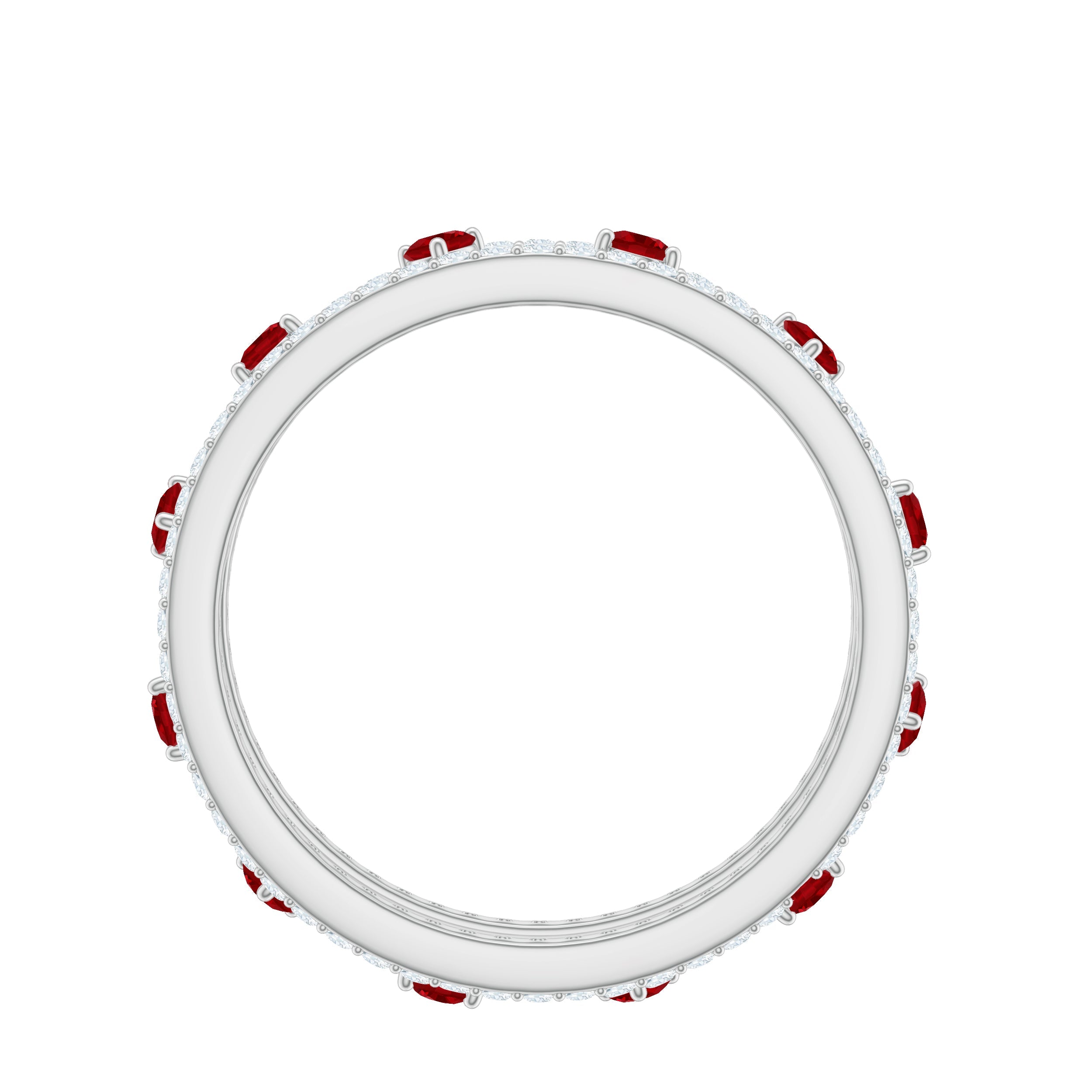 Classic Lab Created Ruby and Moissanite Eternity Wedding Band
