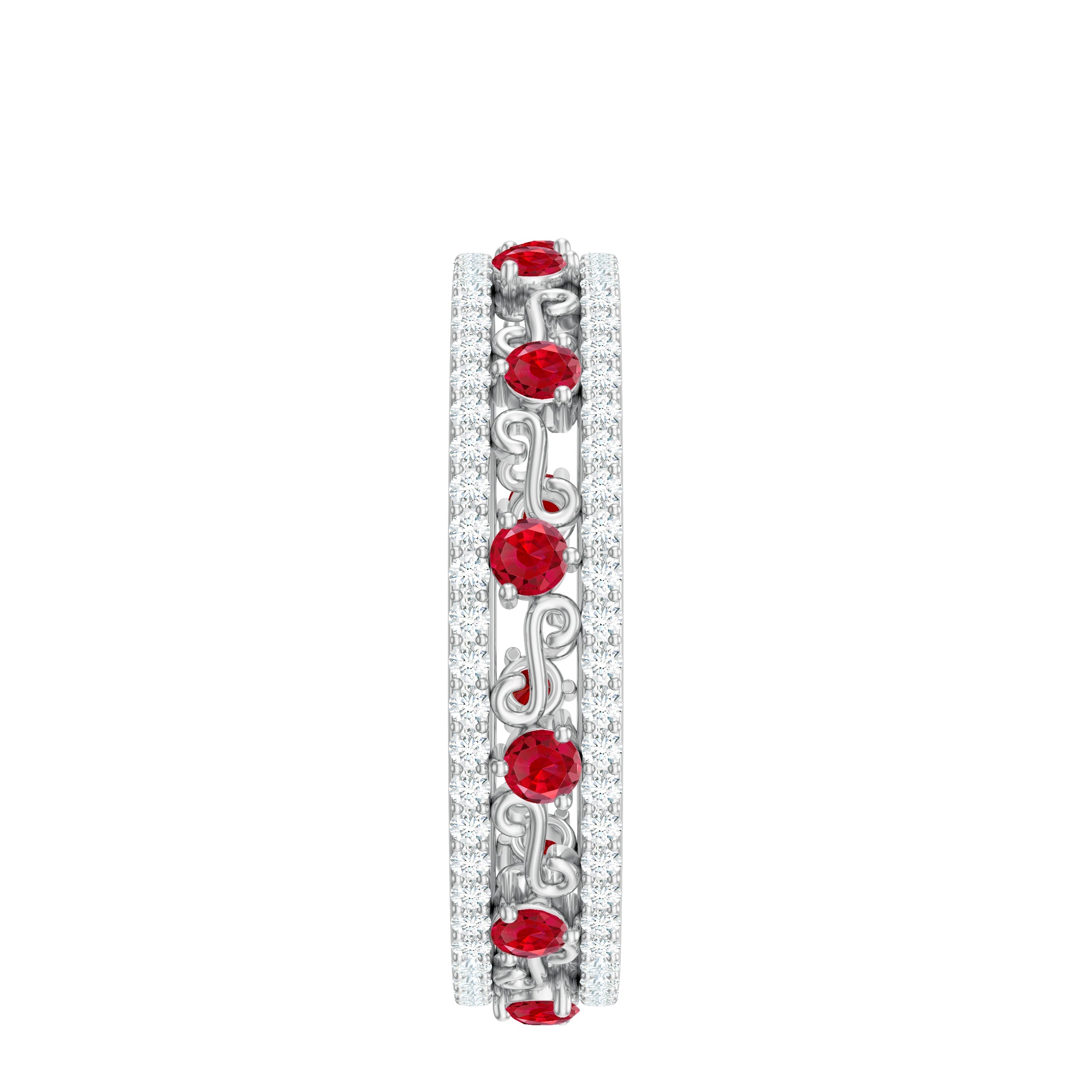 Classic Lab Created Ruby and Moissanite Eternity Wedding Band