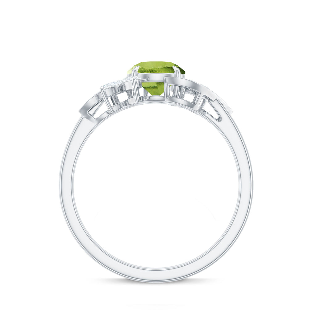 Nature Inspired 2 Carat Peridot Engagement Ring with Diamond