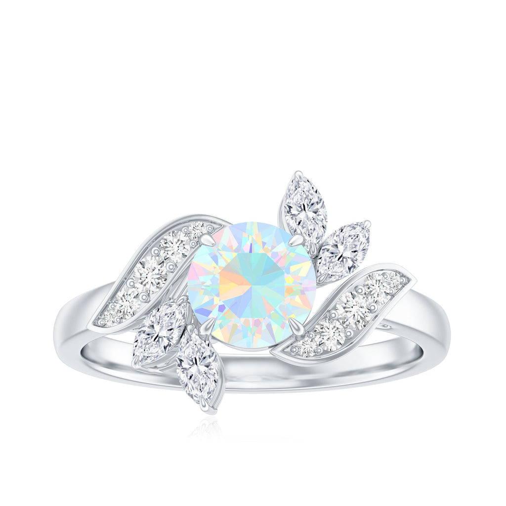Nature Inspired Ethiopian Opal and Diamond Engagement Ring