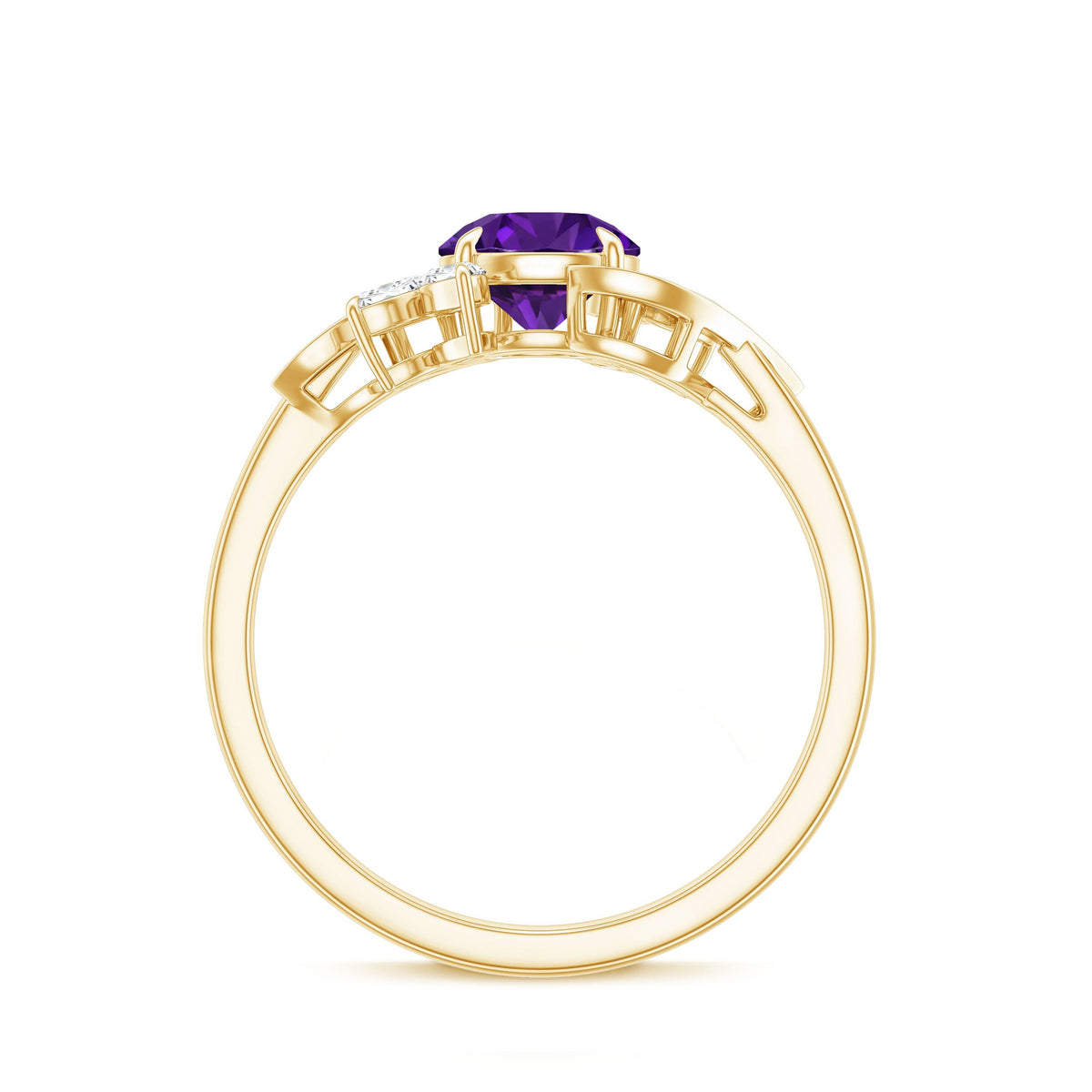 1.2 Carat Nature Inspired Amethyst Engagement Ring with Diamond
