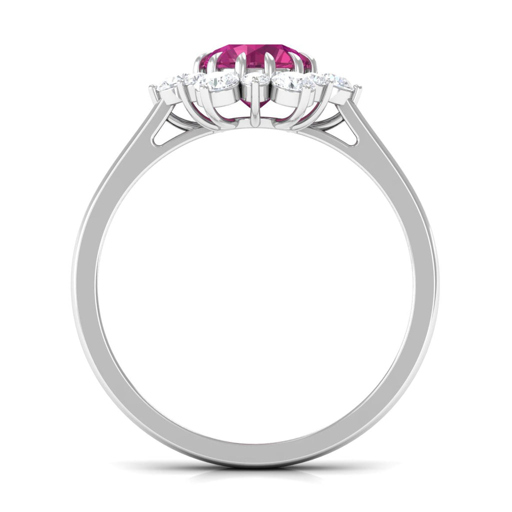 1.2 Carat Pink Tourmaline and Diamond Halo Engagement Ring