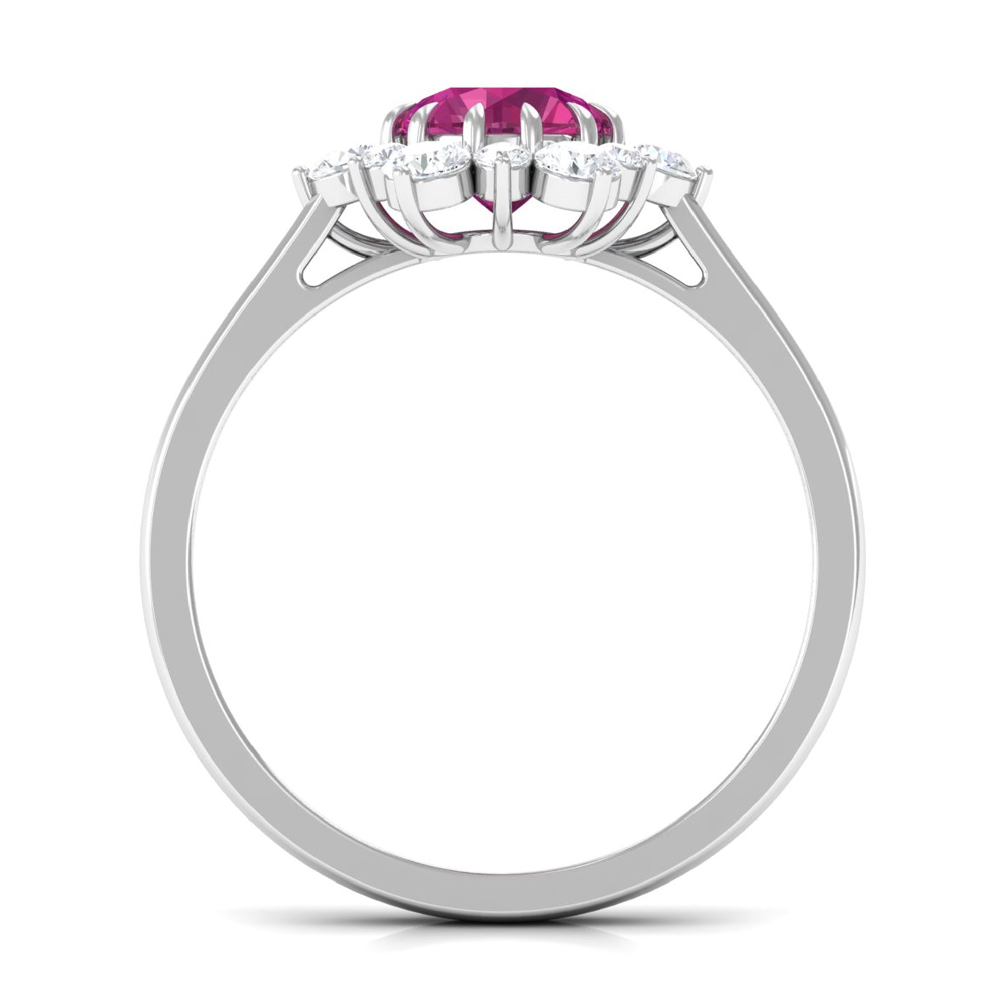 1.2 Carat Pink Tourmaline and Diamond Halo Engagement Ring