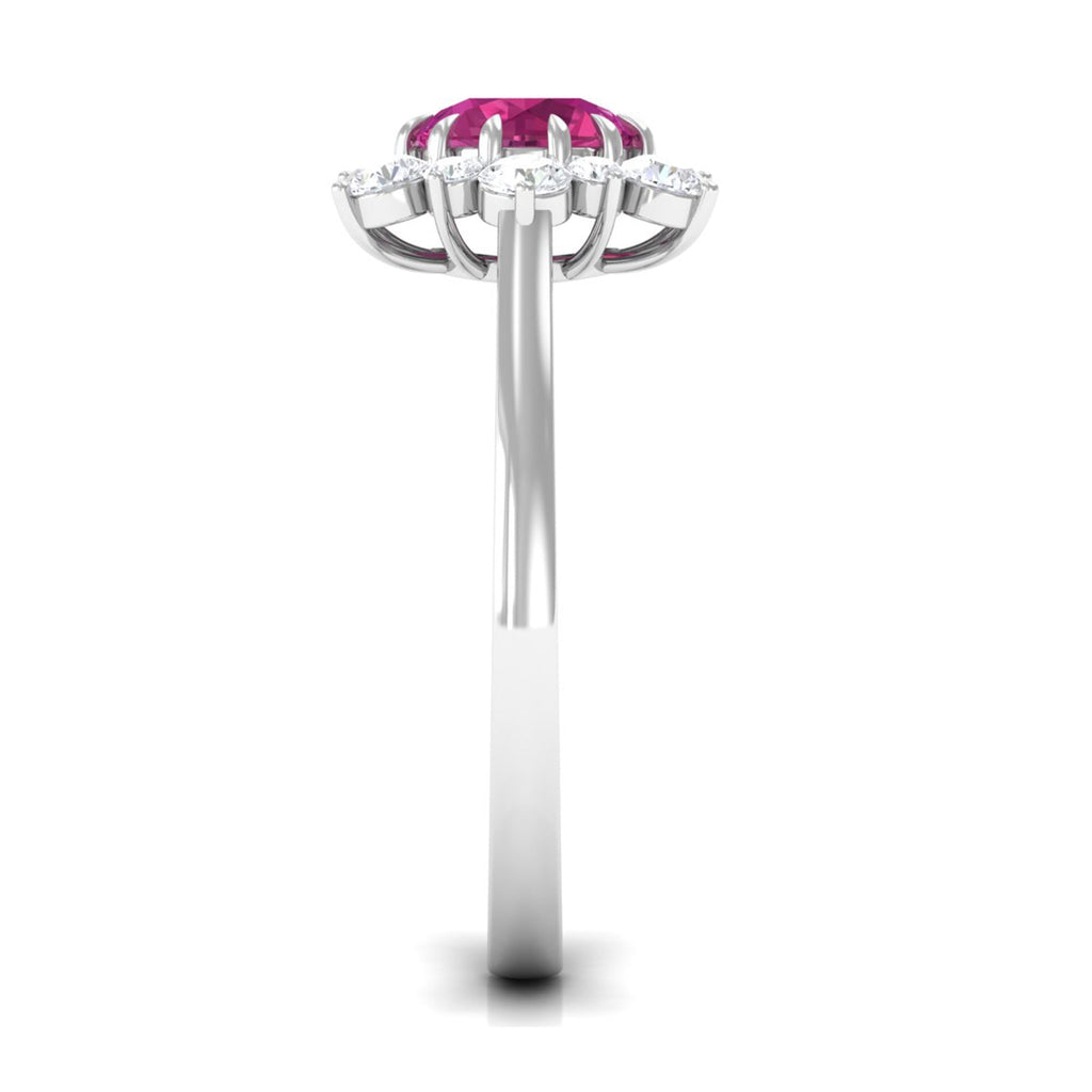 1.2 Carat Pink Tourmaline and Diamond Halo Engagement Ring