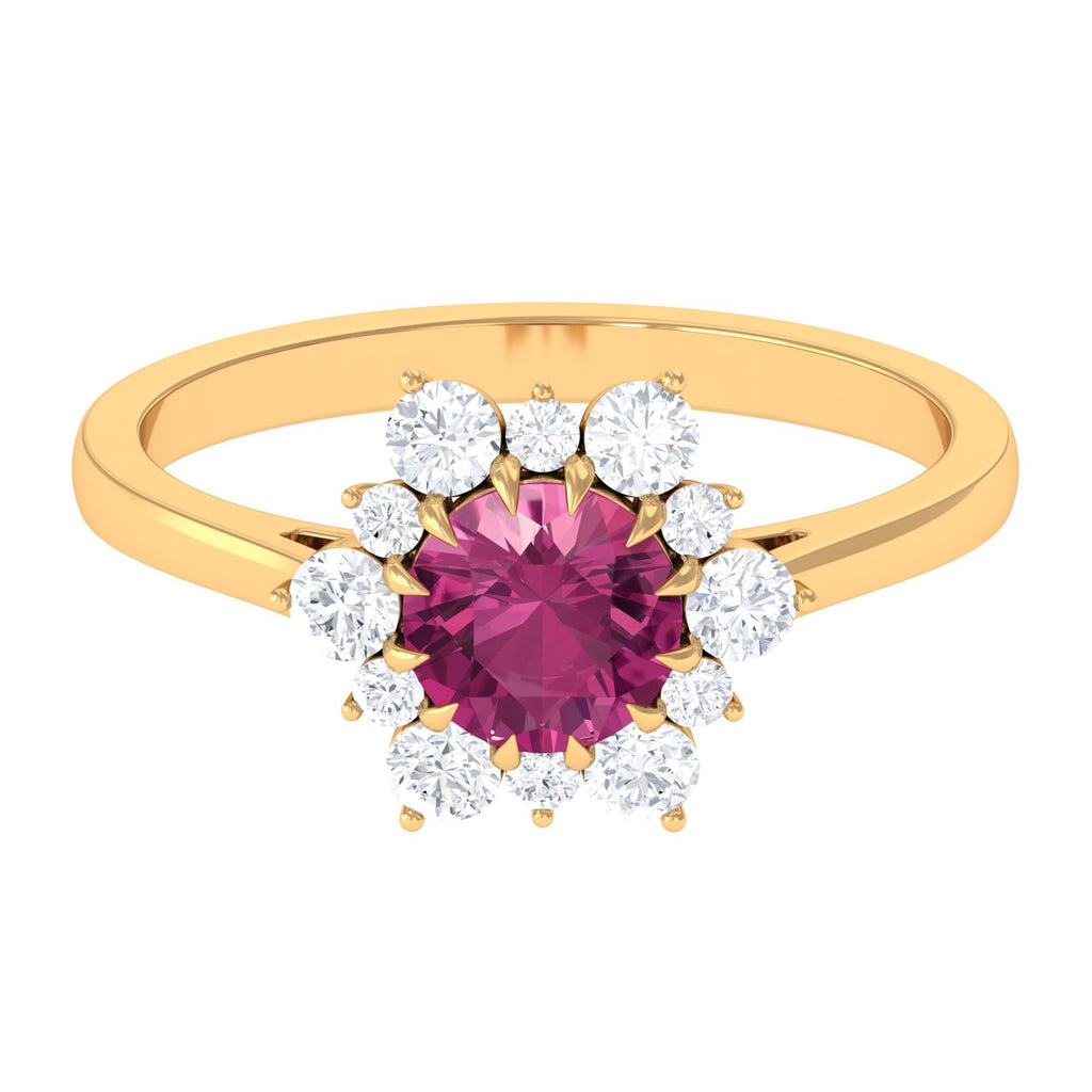 1.2 Carat Pink Tourmaline and Diamond Halo Engagement Ring