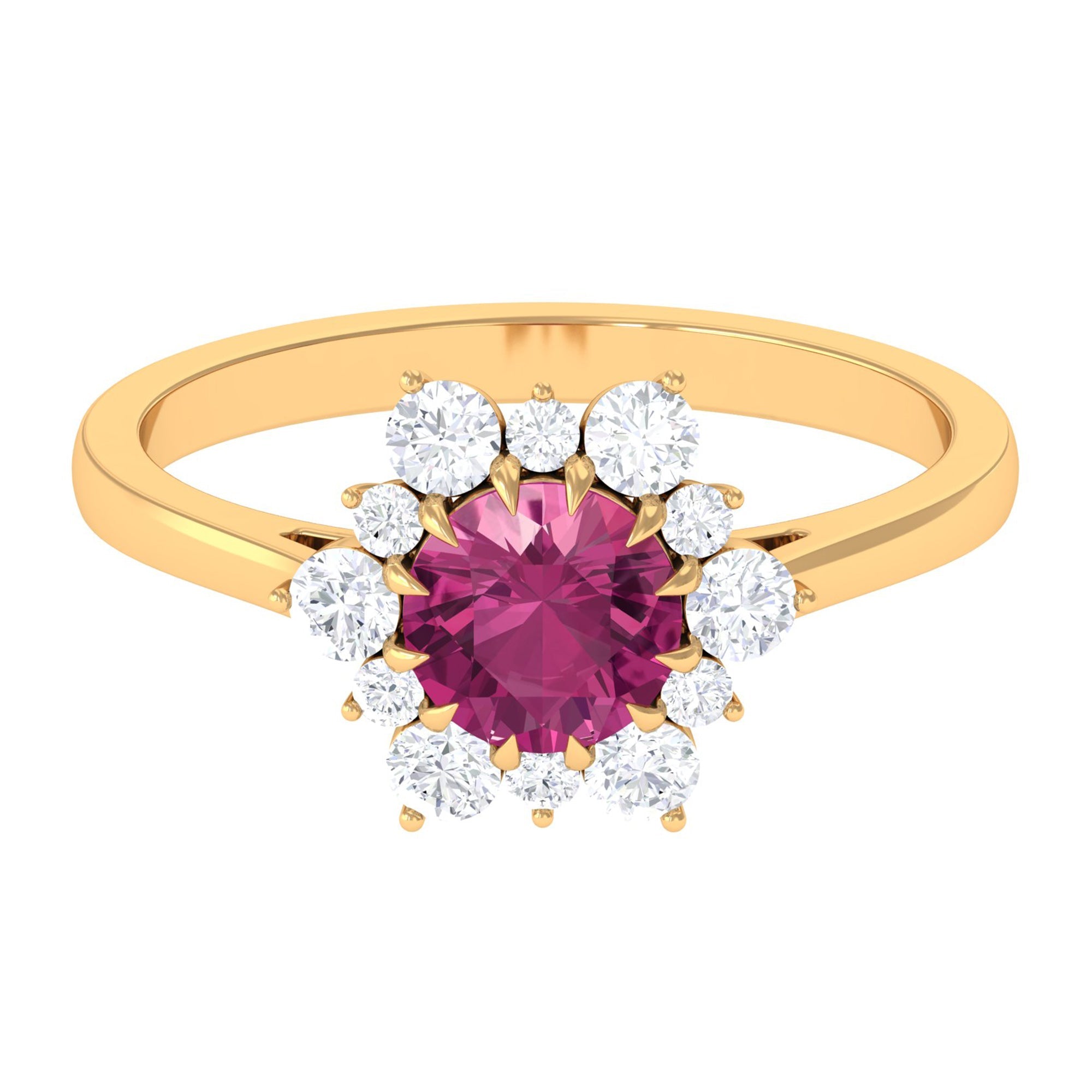 1.2 Carat Pink Tourmaline and Diamond Halo Engagement Ring