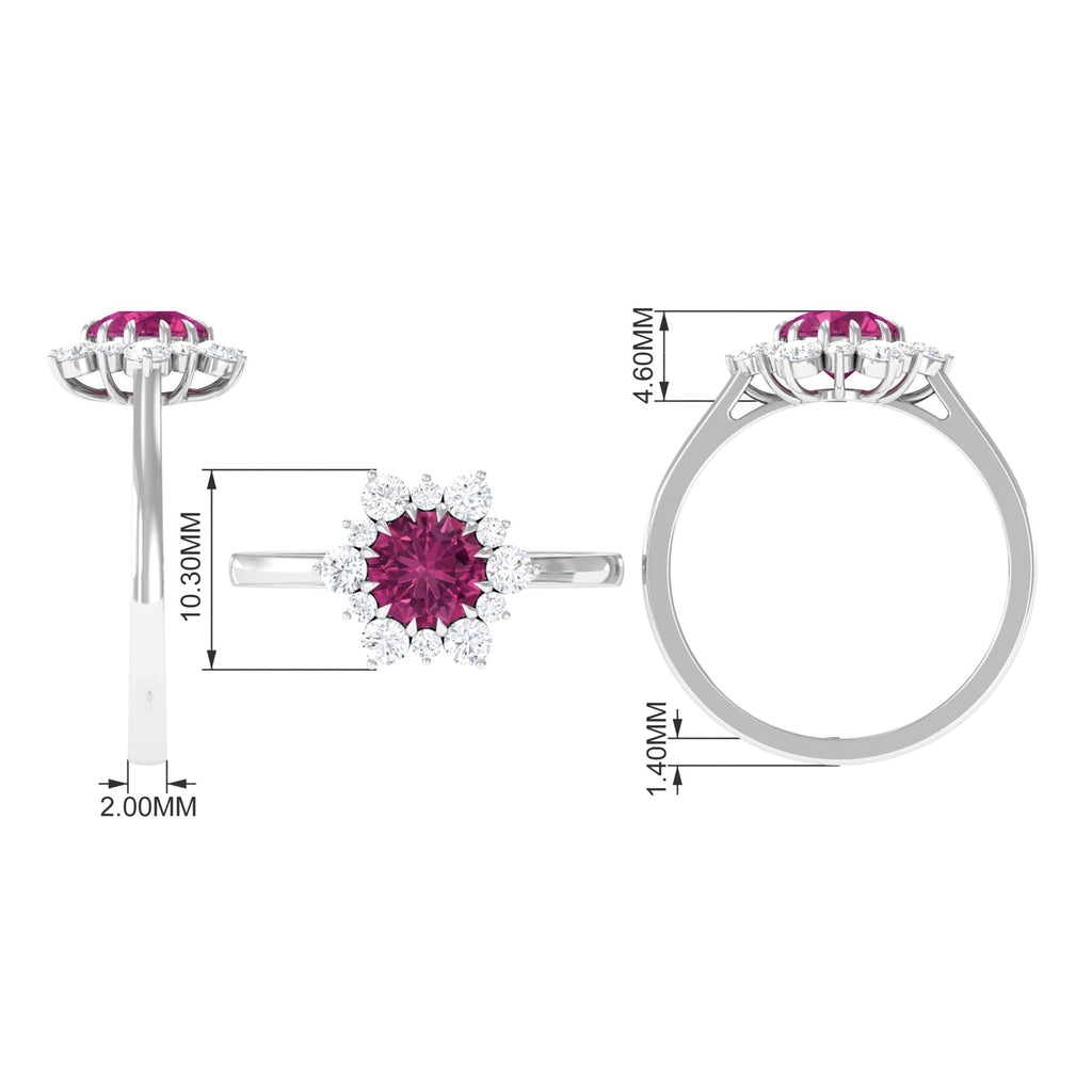 1.2 Carat Pink Tourmaline and Diamond Halo Engagement Ring
