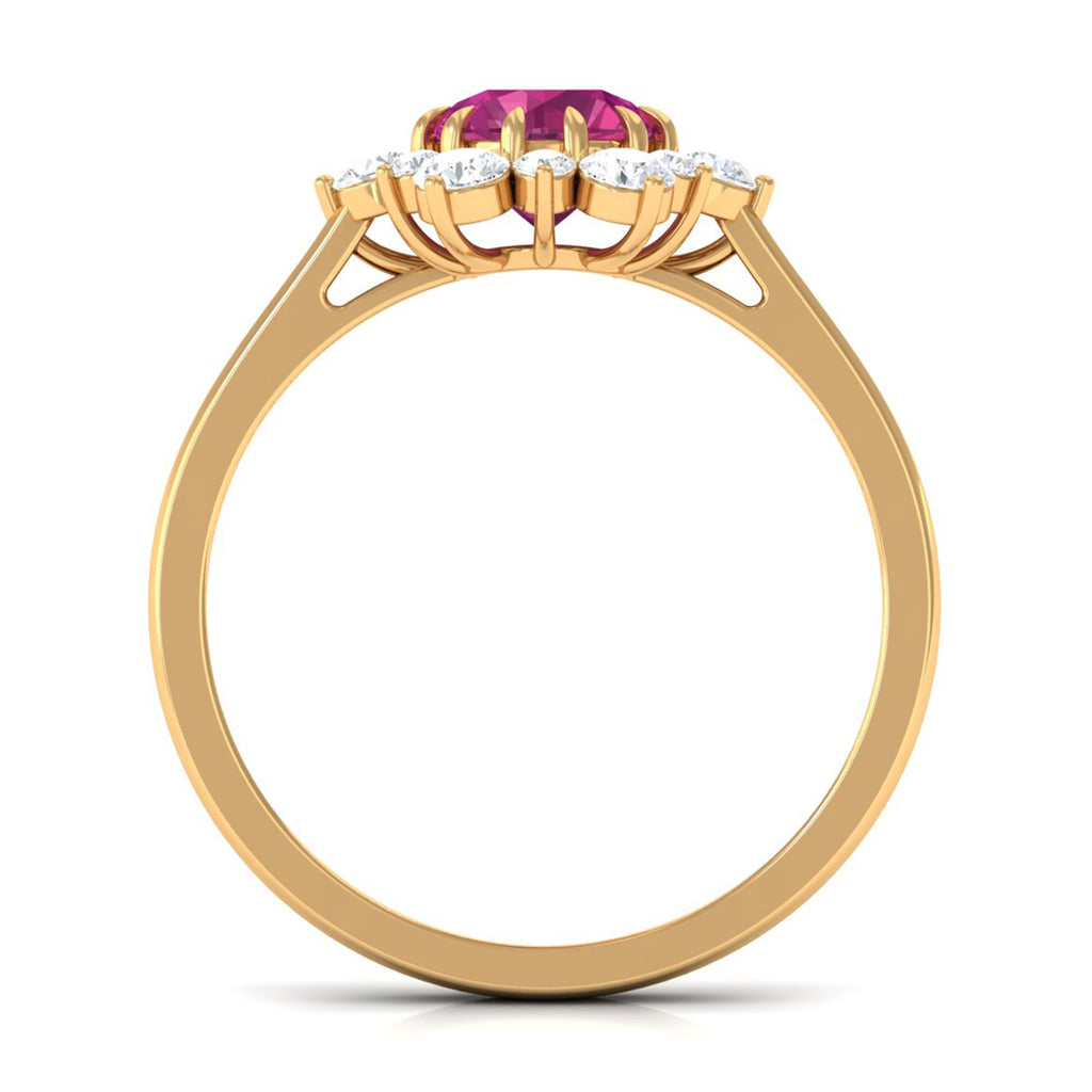 1.2 Carat Pink Tourmaline and Diamond Halo Engagement Ring