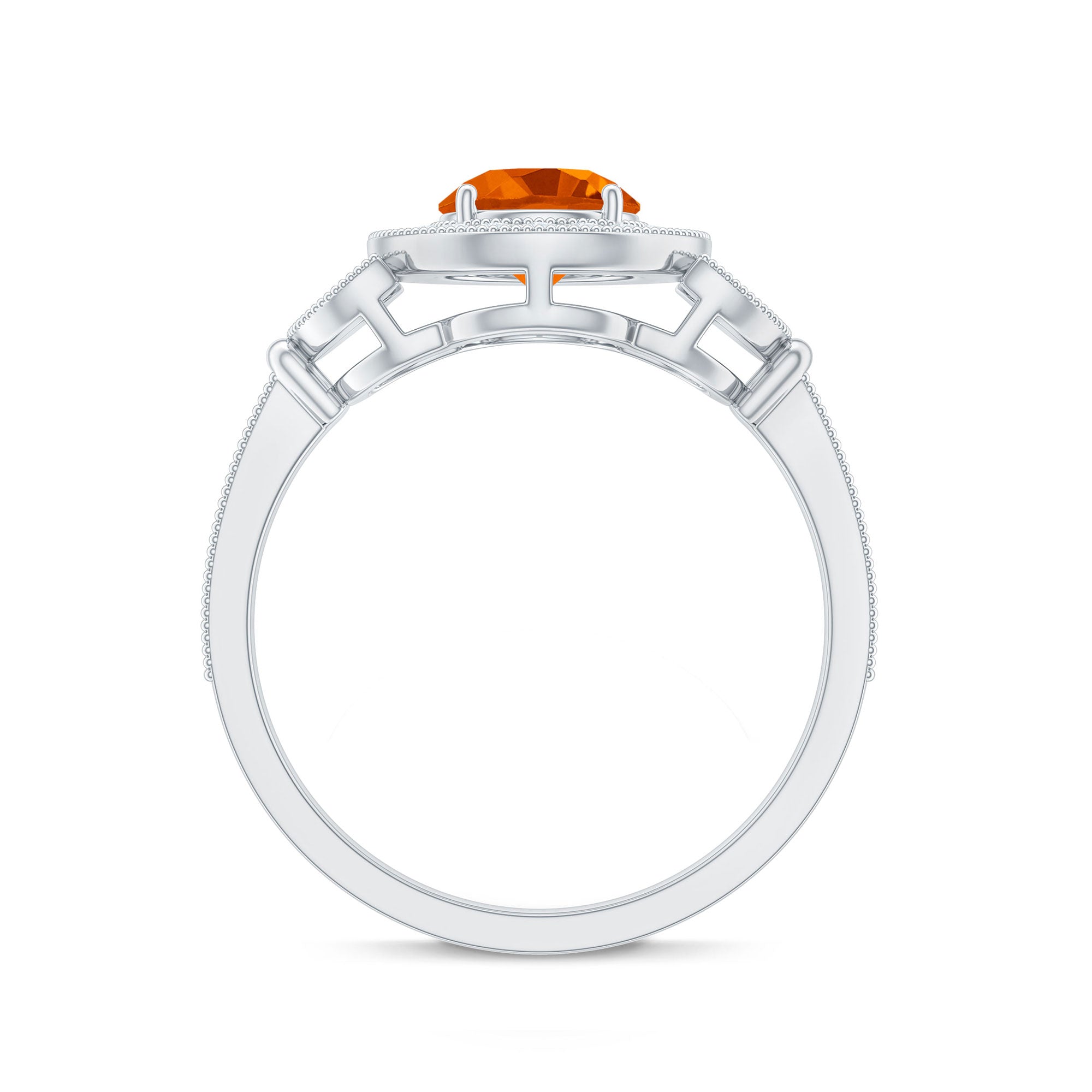 Vintage Inspired Fire Opal Engagement Ring with Diamonds
