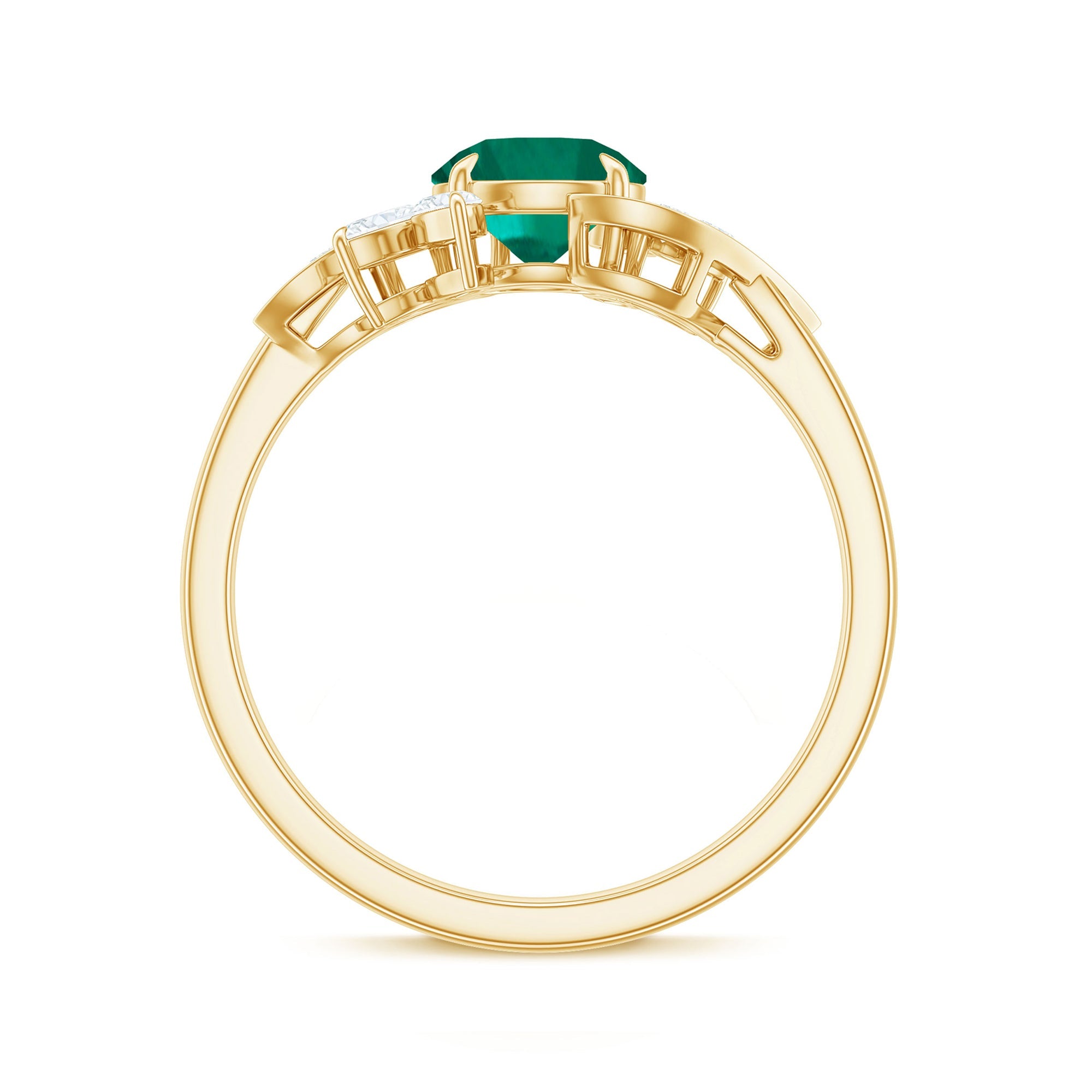 Nature Inspired Lab Grown Emerald Engagement Ring with Diamond