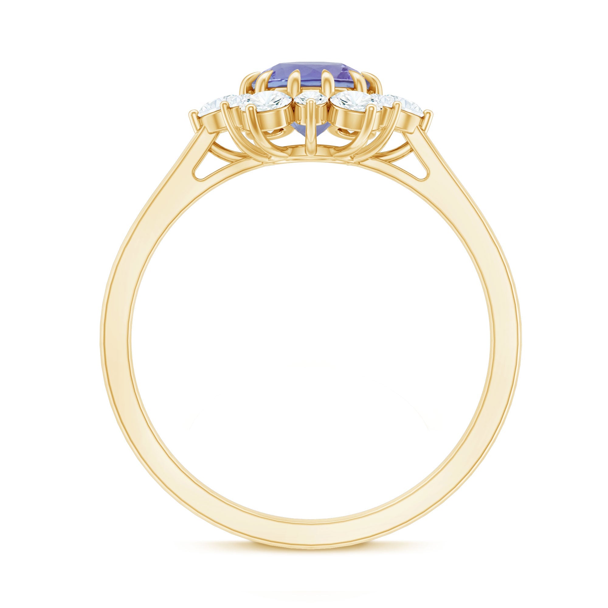 Natural Tanzanite and Diamond Engagement Ring with Claw Setting