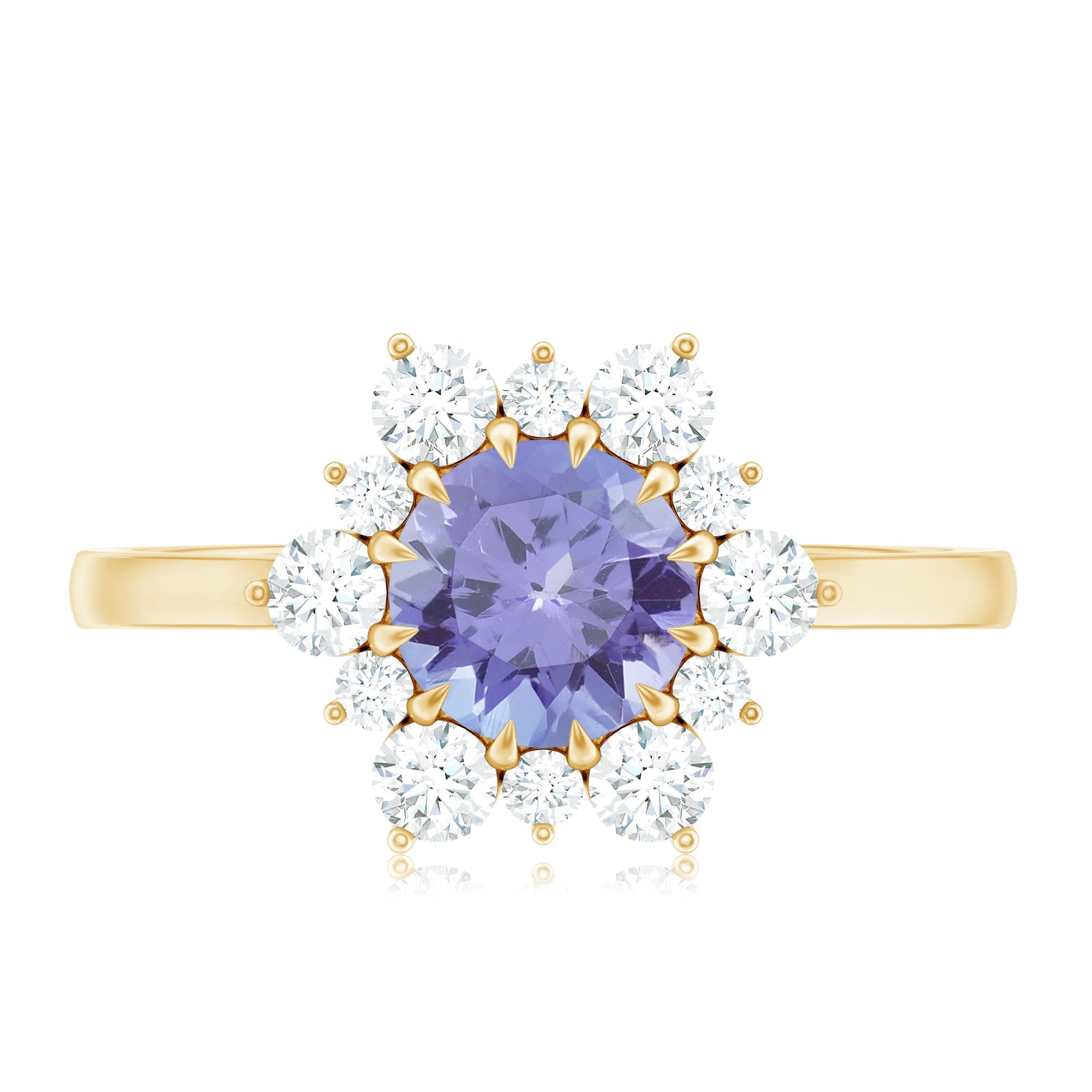 Natural Tanzanite and Diamond Engagement Ring with Claw Setting