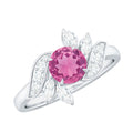 1.2 Carat Pink Tourmaline Flower Engagement Ring with Diamond