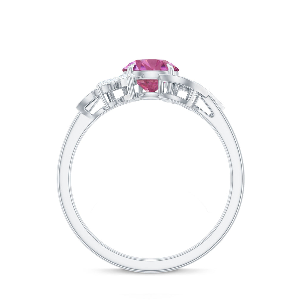 1.2 Carat Pink Tourmaline Flower Engagement Ring with Diamond