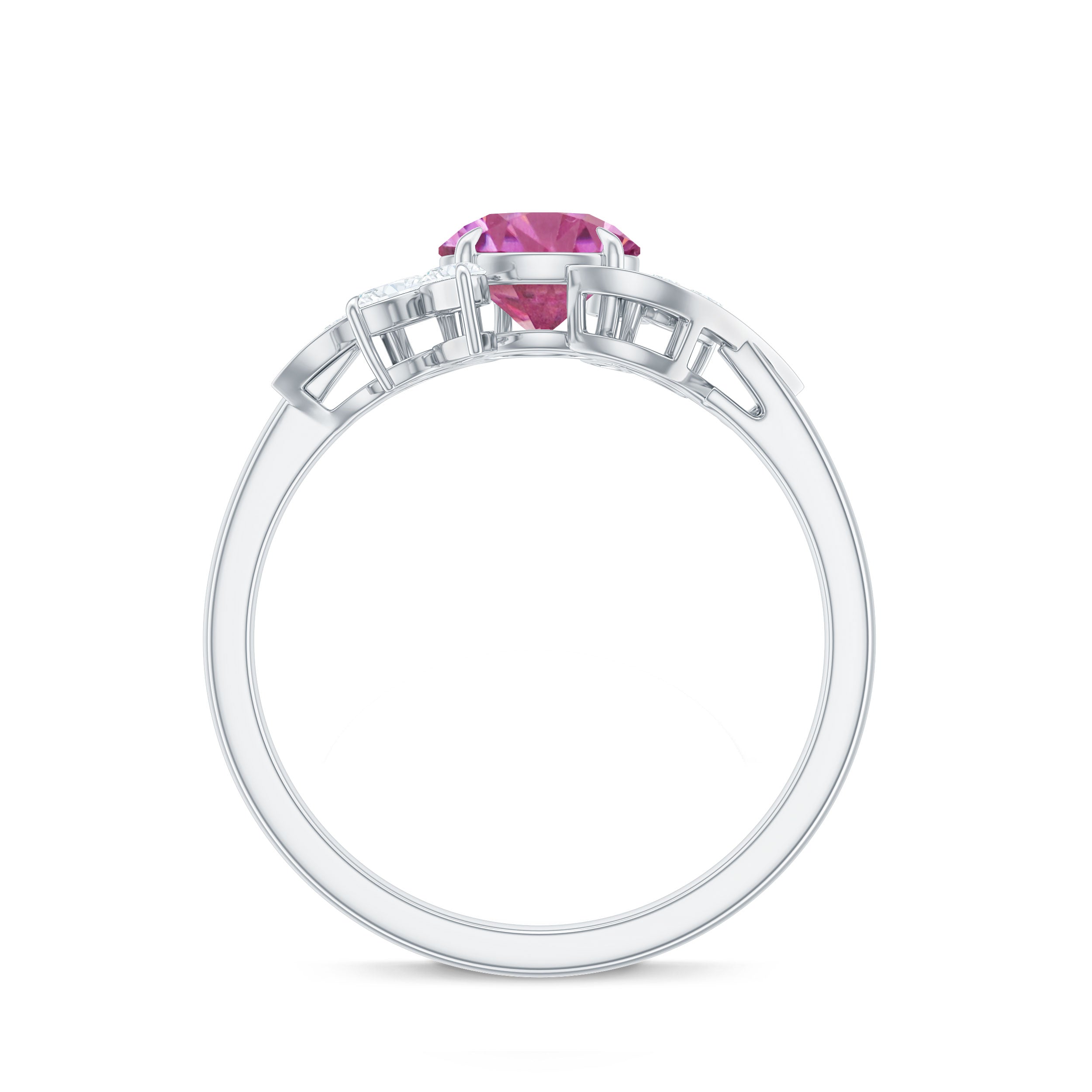 1.2 Carat Pink Tourmaline Flower Engagement Ring with Diamond