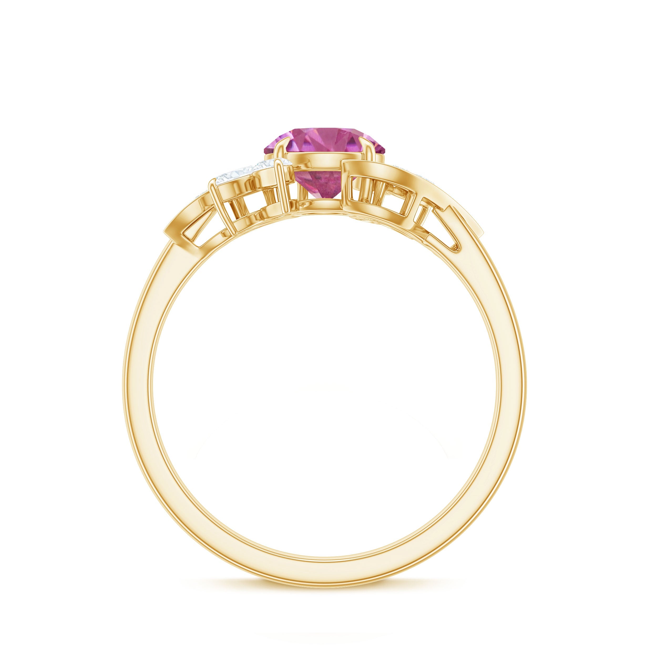 1.2 Carat Pink Tourmaline Flower Engagement Ring with Diamond