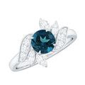 London Blue Topaz and Diamond Flower Engagement Ring