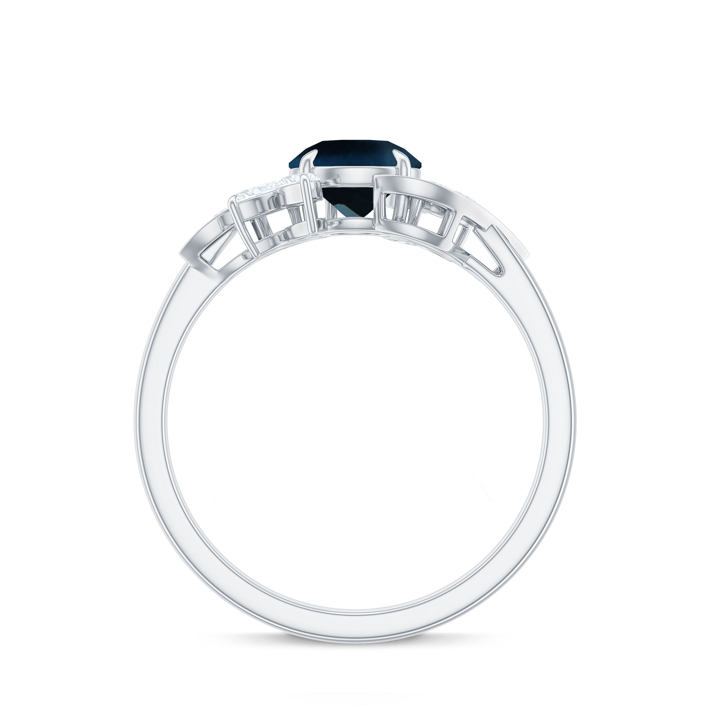 London Blue Topaz and Diamond Flower Engagement Ring