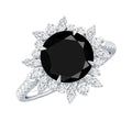 Certified Black Onyx and Moissanite Statement Engagement Ring