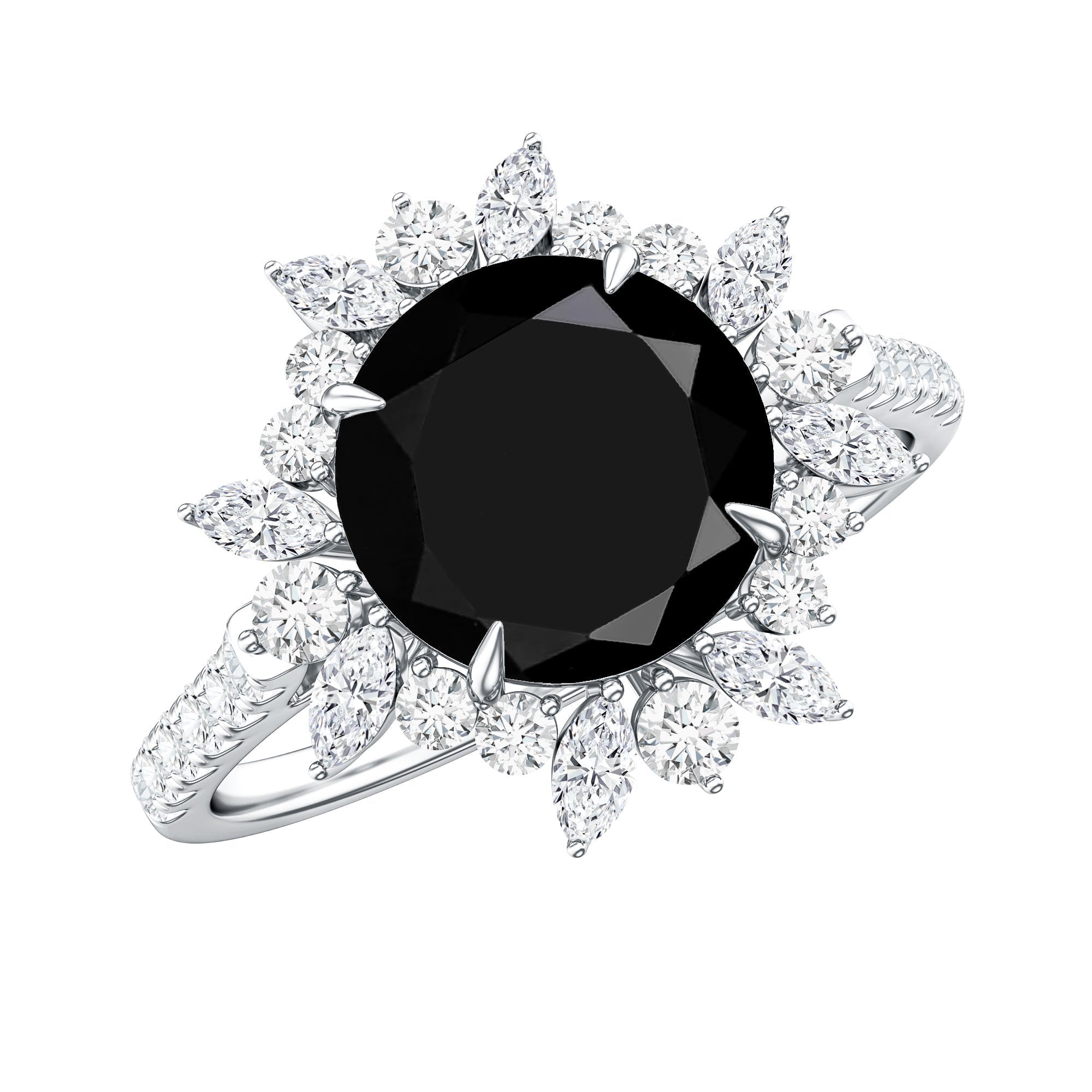 Certified 2 Carat Lab Grown Black Diamond Halo Engagement Ring For Women