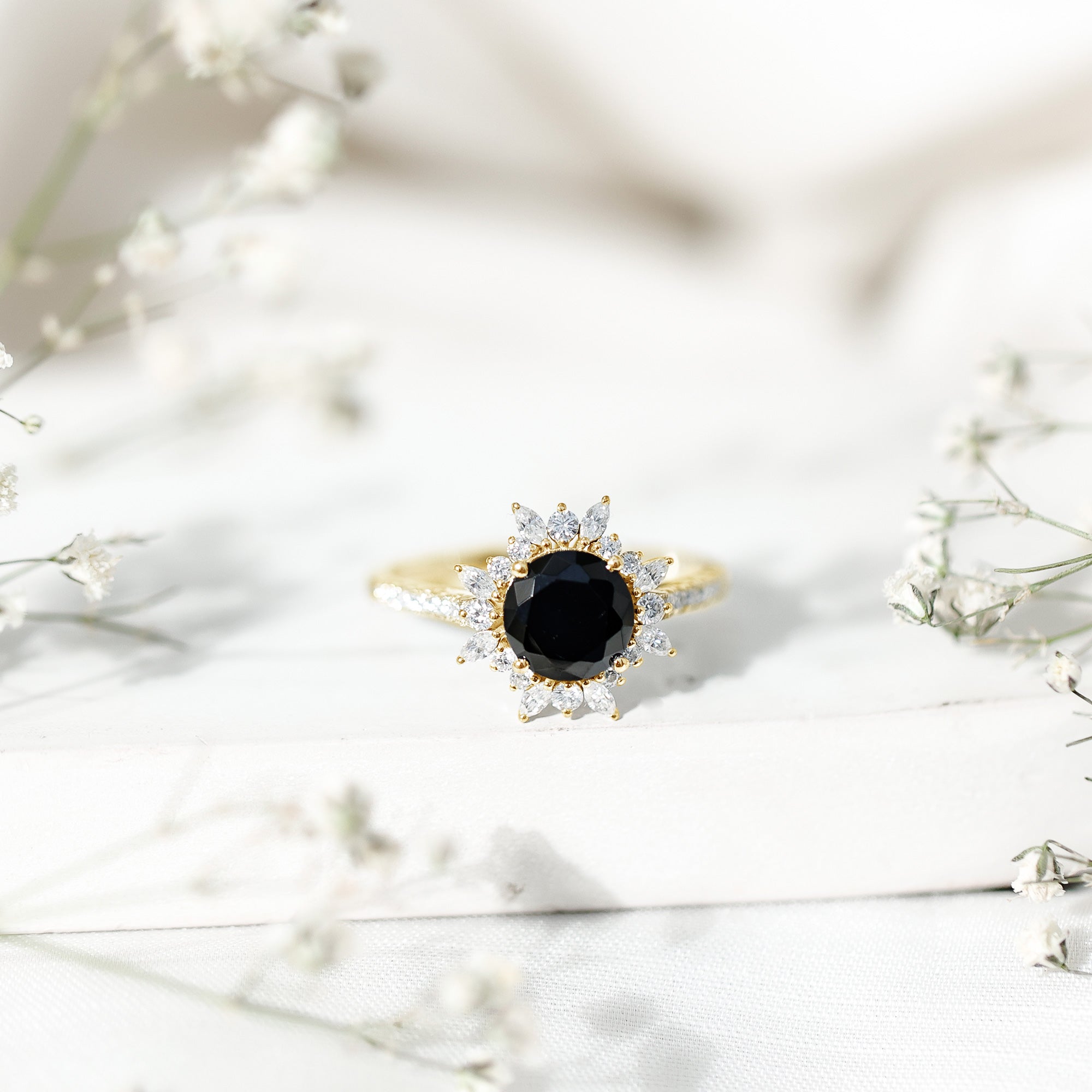 Certified 2 Carat Lab Grown Black Diamond Halo Engagement Ring For Women