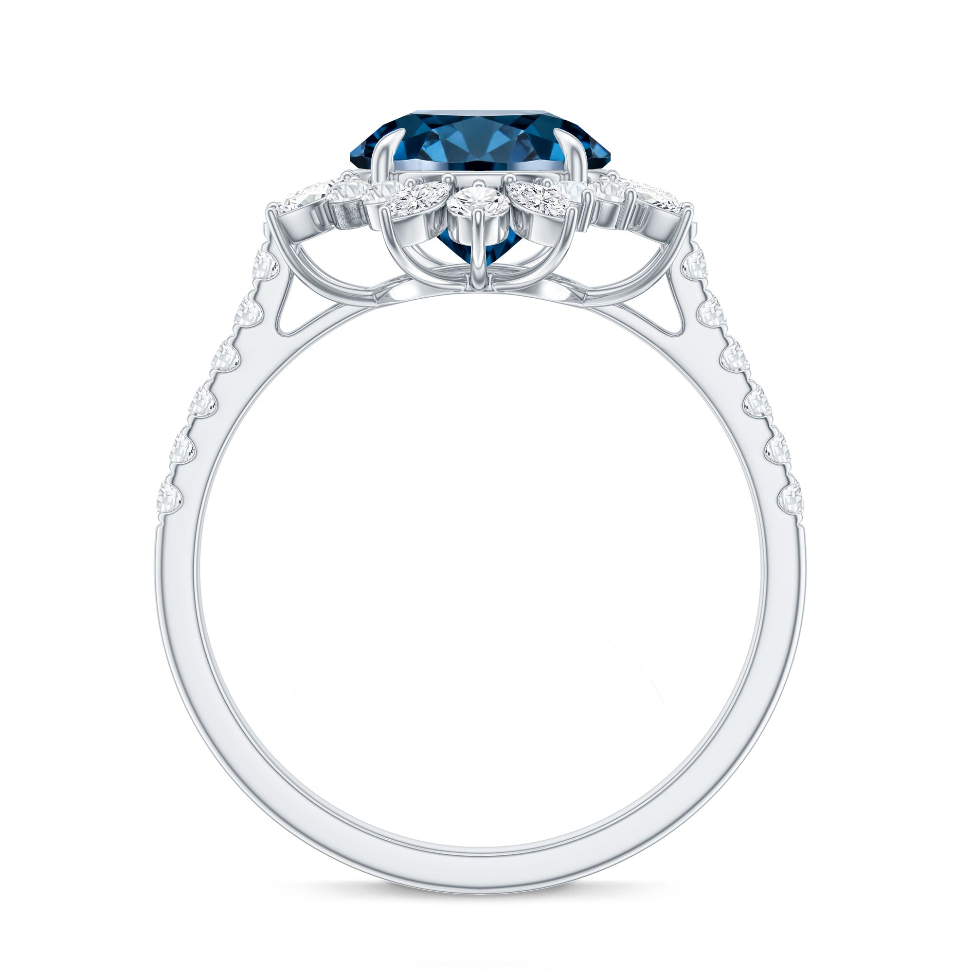 Certified London Blue Topaz and Diamond Statement Engagement Ring