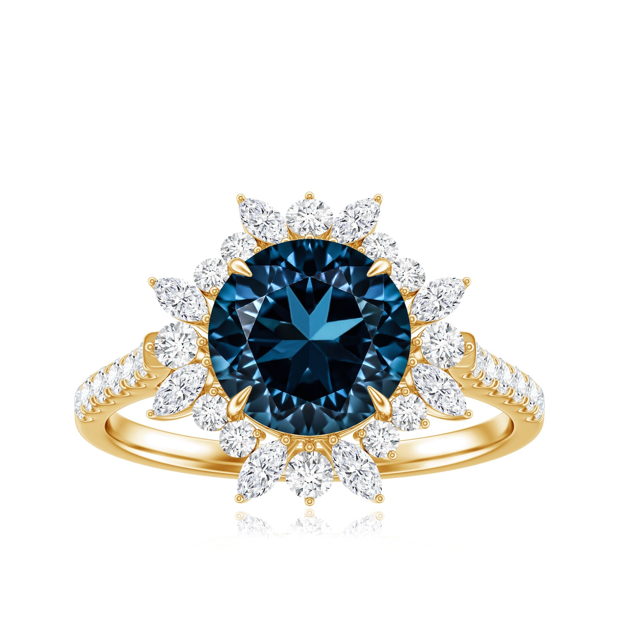 Certified London Blue Topaz and Diamond Statement Engagement Ring