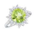 Natural 2 Carat Peridot Statement Engagement Ring with Halo