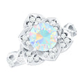 2 Carat Natural Ethiopian Opal Flower Engagement Ring with Diamond